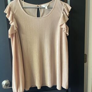 Lauren Conrad cold shoulder Ruffle Sleeve Blouse - Cream